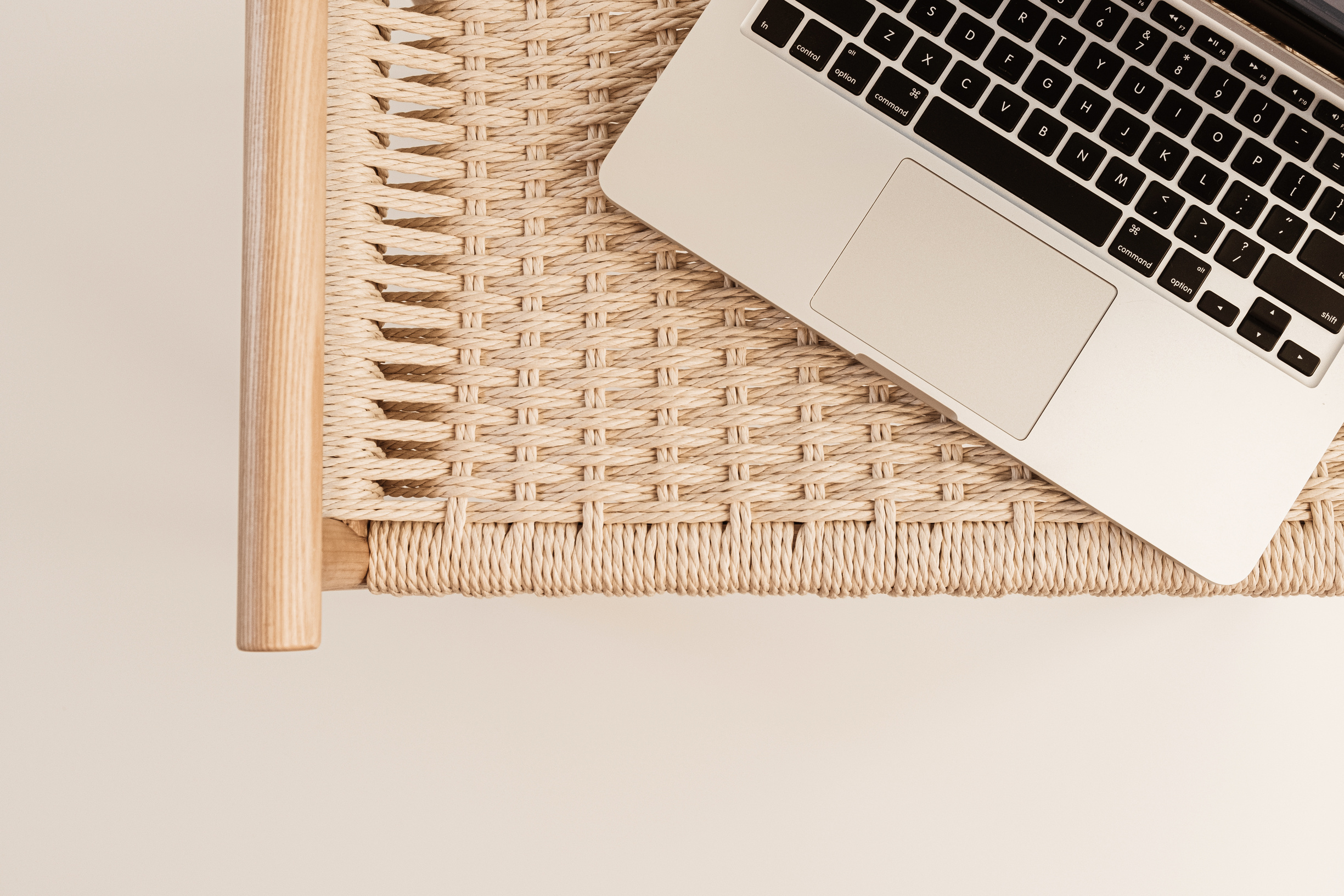 Laptop on a Wicker Table